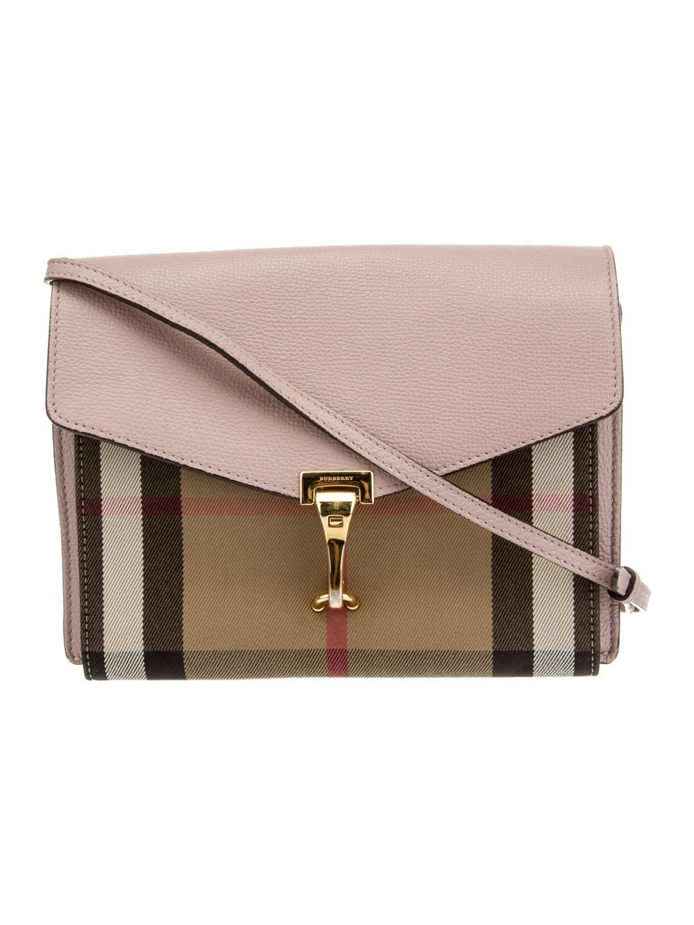 Burberry Pink Leather & Classic Check Crossbody Bag with Gold Hardware